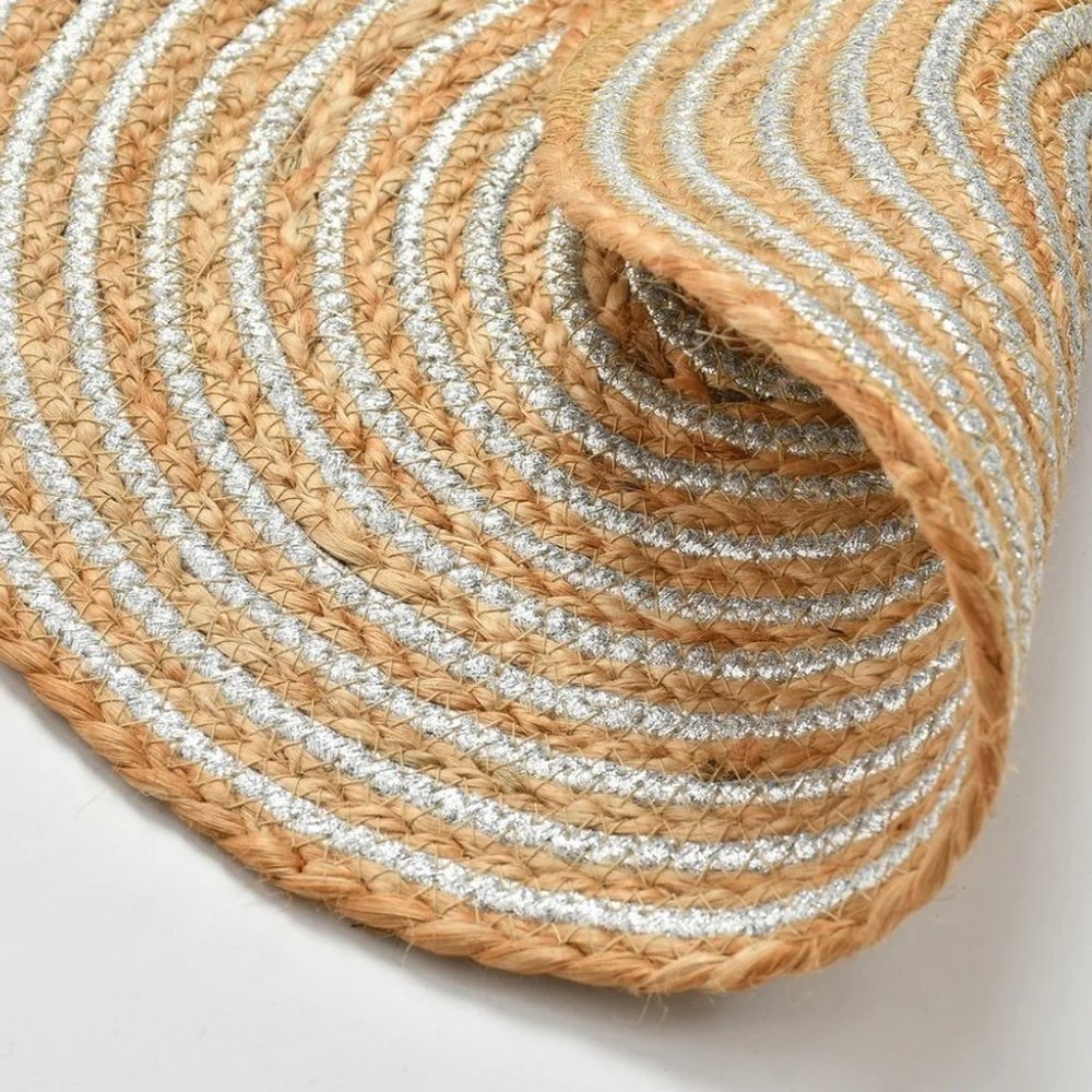 Jute Lurex Placemat | Silver | 35x35 | Pack of 2 - Picture 2 of 5
